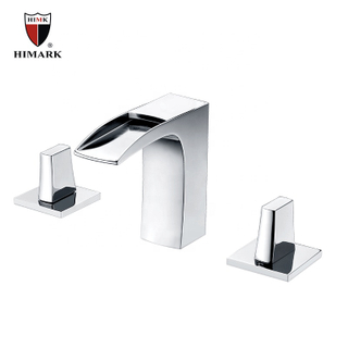 HIMARK Modern Chrome Widespread Bathroom Sink Waterfall Faucet