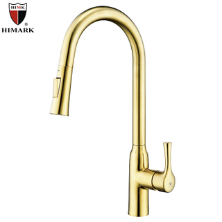 HIMARK Brushed Gold Pull Down Kitchen Sink Faucet