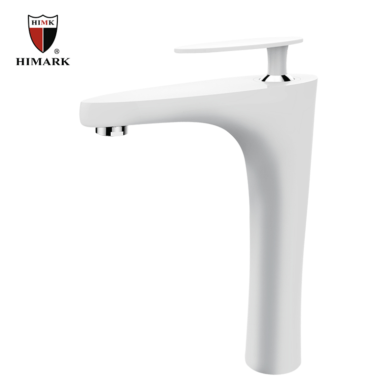 HIMARK brass modern single handle tall bathroom vessel sink faucet