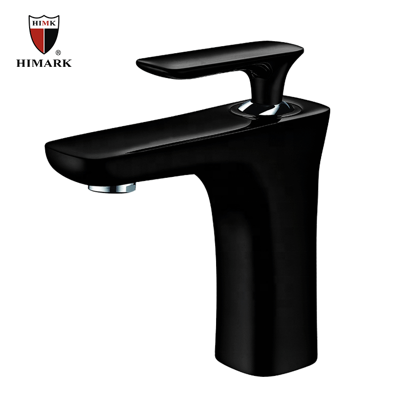 HIMAR brass modern black single handle bathroom sink faucet